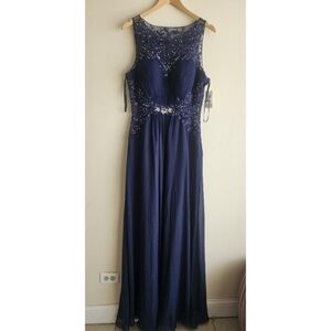 Mac Duggal Navy Blue Prom Dress